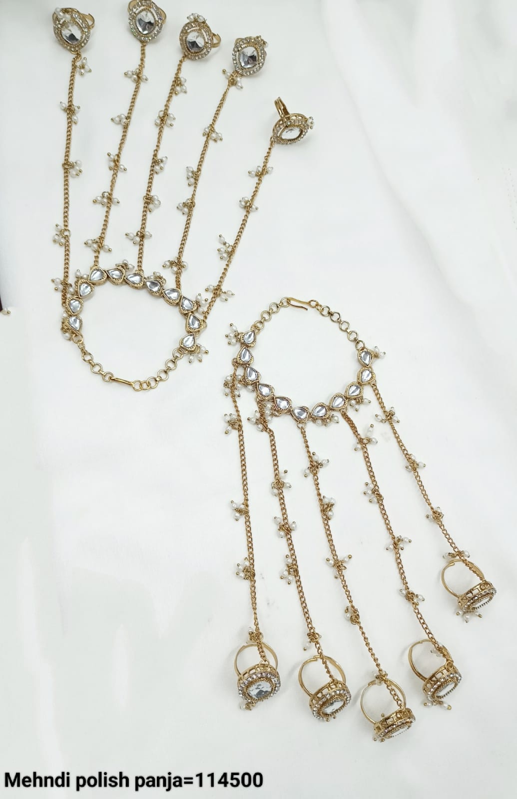 Antique Gold Plated CZ Stone Panja Hand Harness Set